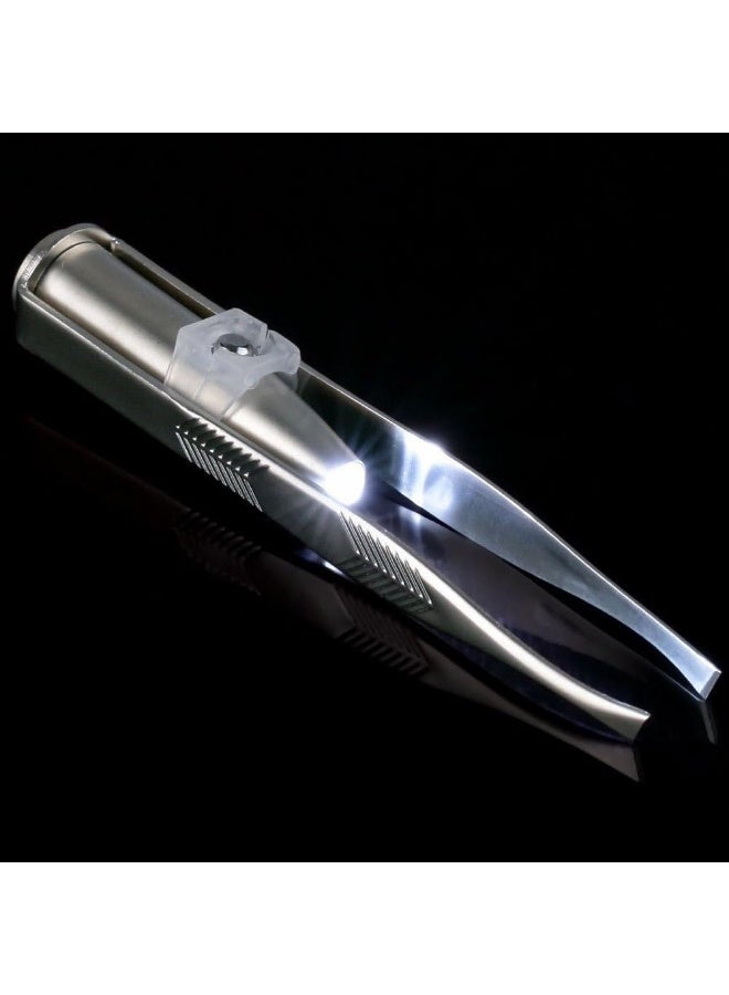 Bluejw Light Stainless Steel Tweezers with LED, Makeup Eyelash Eyebrow Hair Removal Illuminating Lighted Tweezers for Precision Men Women - Image 3